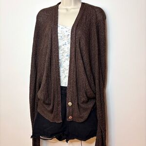 Rainbow Sparkle Brown Extra Long Sleeve Cardigan